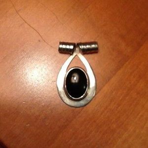 Large Sterling Silver and Onyx Pendant